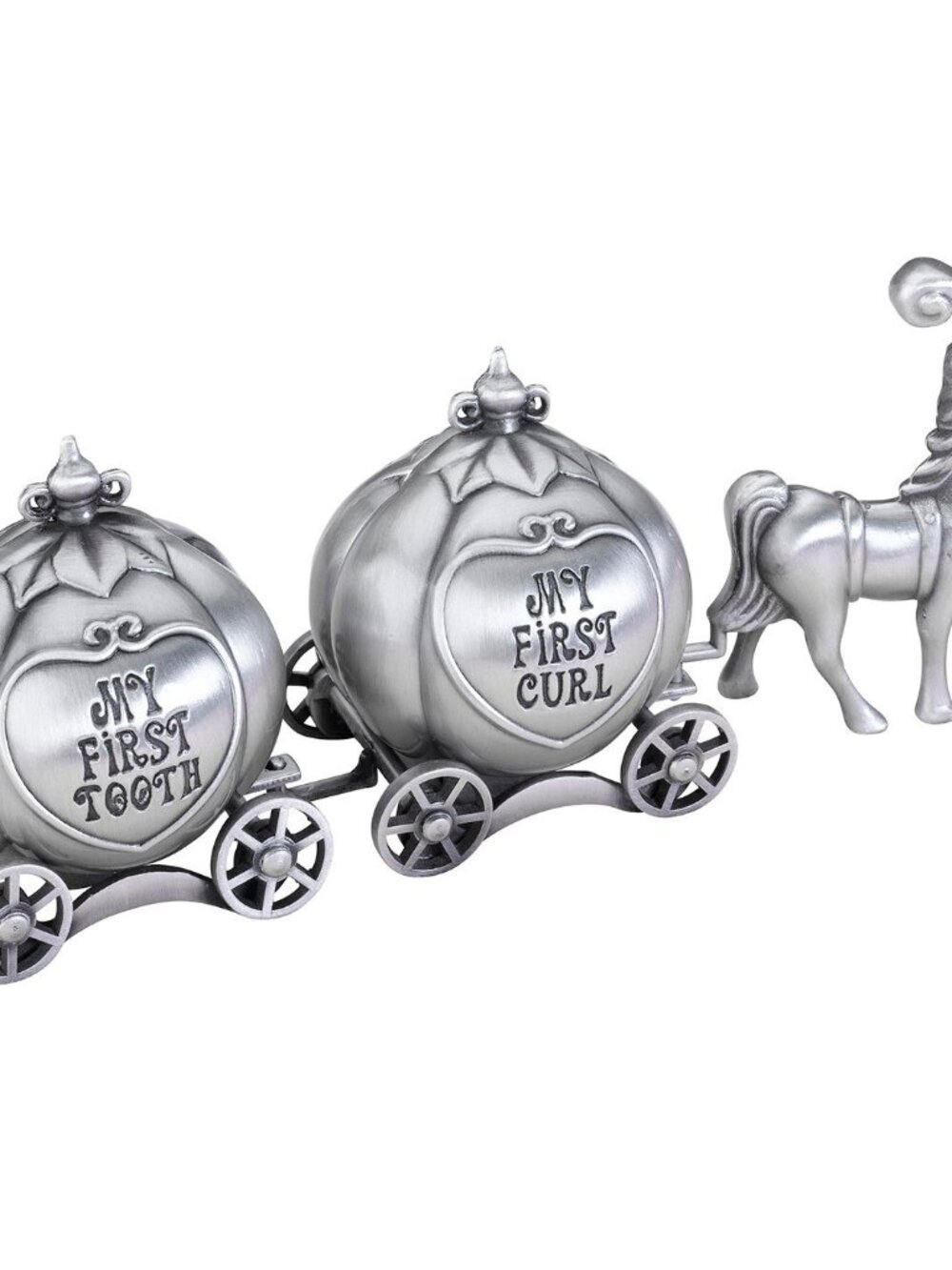 Keepsake Pewter Tooth and Curl Box, Fairytale Coach,2x5 Inch Pack of 1